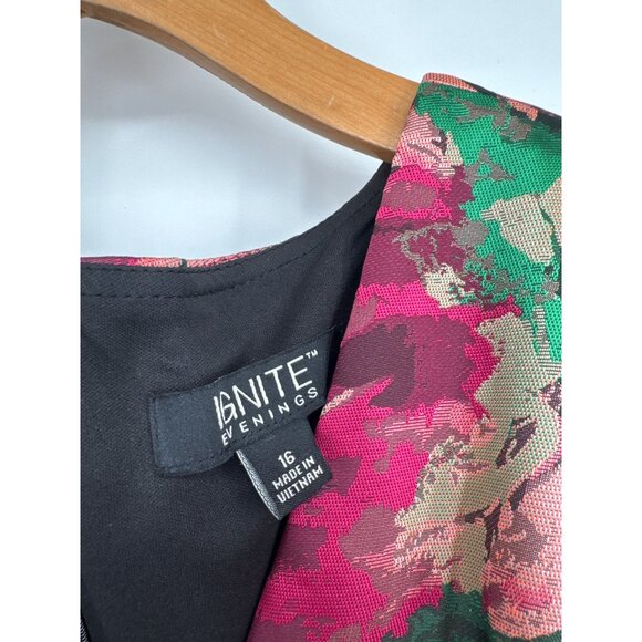 Ignite Evenings Womens Sleeveless Floral Jacquard  Midi Dress size 16 new $149 - Picture 6 of 10